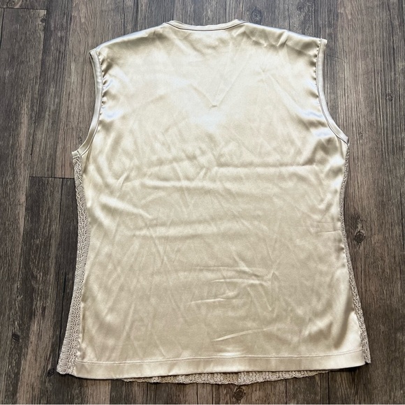 Joseph Aboud Vintage Beige Sleeveles V Neck Silk Rayon Blouse Knit Top Casual 12 - Picture 8 of 13